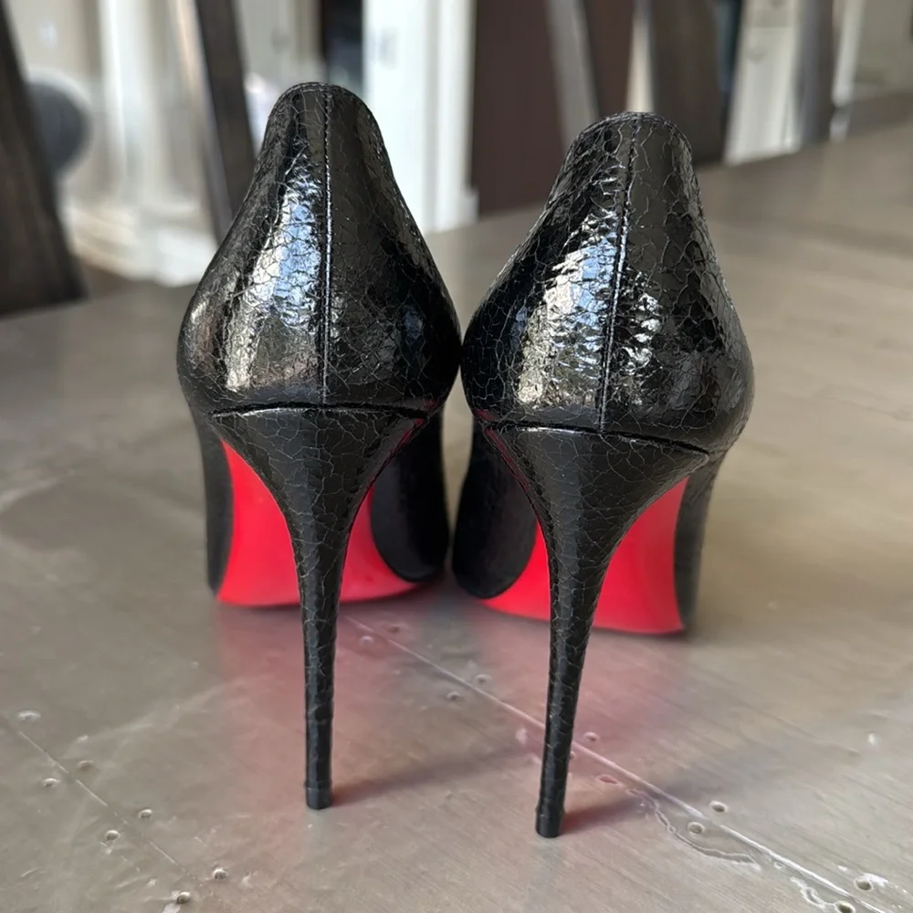 Christian Louboutin Kate 100mm black embossed print stiletto specchio star 39